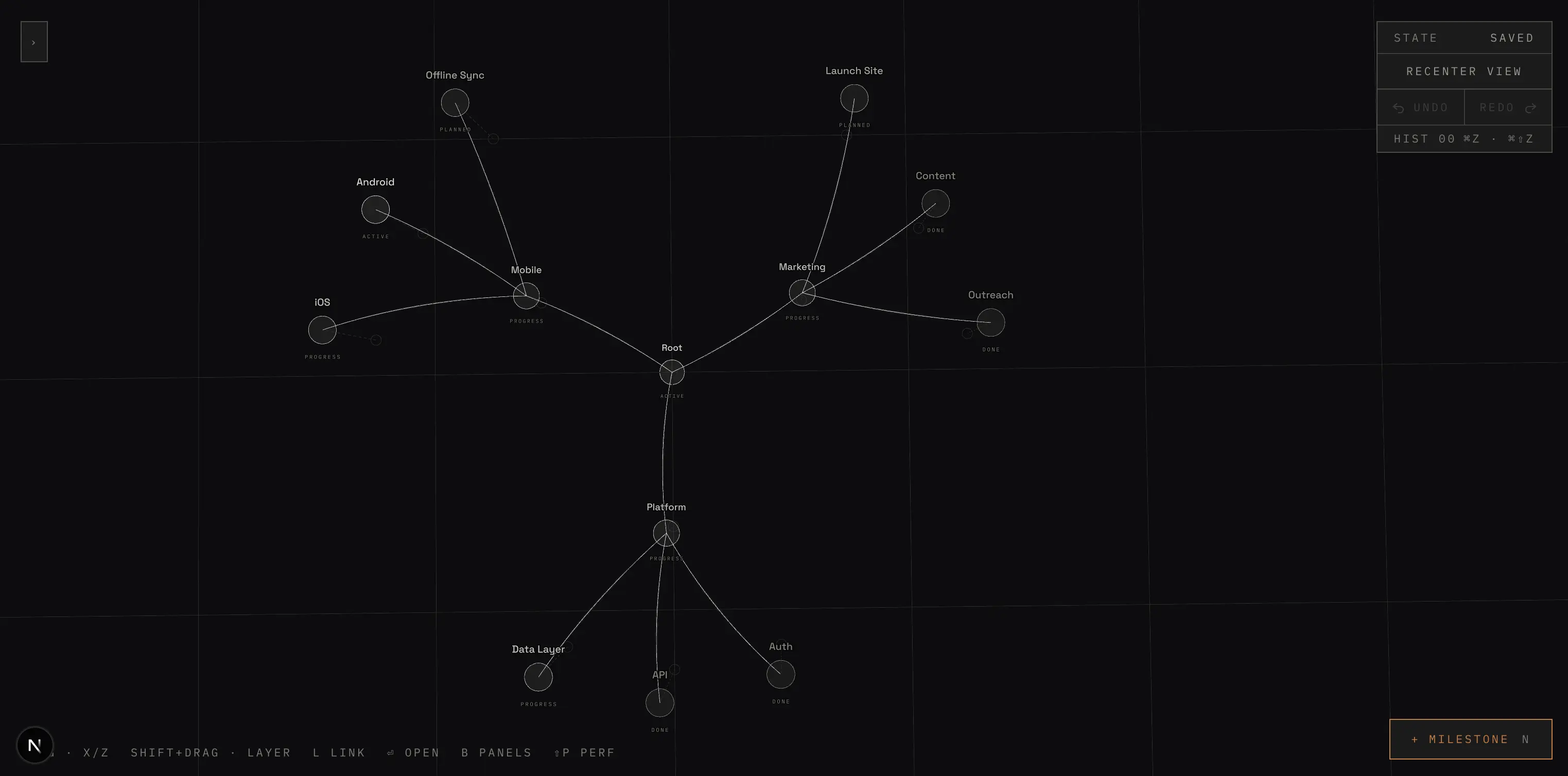 3D Notes Cluster Overview — a screenshot of the Planckstar 3D notes app